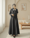 Önü Bağlamalı Etekli Kaşe Kimono Takım -Antrasit-Takım-346-3078-R64