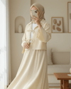 Önü Bağlamalı Etekli Krinkıl Takım  -Bej-Takım-349-7034-R56
