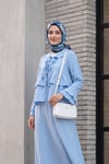Önü Bağlamalı Fırfırlı İspanyol Kol Etekli Cupra Kimono Takım -Bebe Mavi