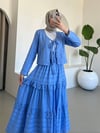 Önü Bağlamalı Fistolu Etekli Takım -Mavi-Takım-144-3012-R31