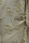 Önü Bağlamalı Kabartma Çiçek Nakışlı Eteği Astarlı Keten Kimono Takım  -Vizon-Takım-349-8089-R23