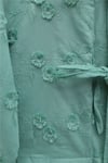Önü Bağlamalı Kabartma Çiçek Nakışlı Eteği Astarlı Keten Kimono Takım  -Su Yeşili-Takım-349-8089-R36