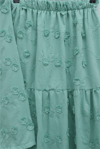 Önü Bağlamalı Kabartma Çiçek Nakışlı Eteği Astarlı Keten Kimono Takım  -Su Yeşili-Takım-349-8089-R36