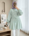 Önü Bağlamalı Kolları Lastikli Gömlek -Mint-Gömlek-307-2338-R24