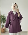 Önü Bağlamalı Kolu Püskül Detaylı Kimono Ceket -Mürdüm-Ceket-307-0004-R09