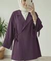 Önü Bağlamalı Kolu Püskül Detaylı Kimono Ceket -Mürdüm-Ceket-307-0004-R09