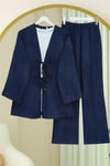 Önü Bağlamalı Pantolonlu Keten Kimono Takım  -Laci-Takım-398-04014-R03
