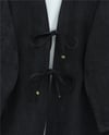 Takım-Önü Bağlamalı Pantolonlu Keten Kimono Takım  -Siyah-398-04014-R01