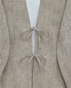 Takım-Önü Bağlamalı Pantolonlu Keten Kimono Takım  -Vizon-398-04014-R23