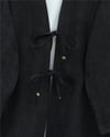 Önü Bağlamalı Pantolonlu Keten Kimono Takım  -Siyah-Takım-398-04014-R01