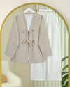 Önü Bağlamalı Sakallı Kimono -Bej-Kimono & Kaftan-398-55003-R56
