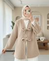 Önü Bağlamalı Sakallı Kimono -Bej-Kimono & Kaftan-398-55003-R56