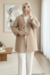 Önü Bağlamalı Sakallı Kimono -Bej-Kimono & Kaftan-398-55003-R56