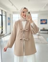 Önü Bağlamalı Sakallı Kimono -Bej-Kimono & Kaftan-398-55003-R56