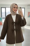 Önü Bağlamalı Sakallı Kimono -Kahve-Kimono & Kaftan-398-55003-R15