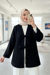 Önü Bağlamalı Sakallı Kimono -Siyah-Kimono & Kaftan-398-55003-R01