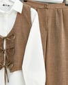 Önü Bağlamalı Yelek Pantolon İkili Takım   -Kahve-Takım-346-3069-R15