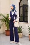Önü Bağlamalı Yelek Pantolon İkili Takım    -Lacivert-Takım-346-3069-R03