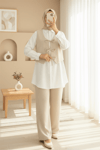 Önü Bağlamalı Yelek Pantolon İkili Takım  -Taş-Takım-346-3069-R43