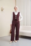 Önü Bağlamalı Yelek Pantolon İkili Takım    -K. Bordo-Takım-346-3069-R52