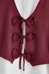 Önü Bağlamalı Yelek Pantolon İkili Takım   -Bordo-Takım-346-3069-R04