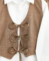 Önü Bağlamalı Yelek Pantolon İkili Takım   -Kahve-Takım-346-3069-R15