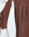 Önü Bağlamalı Yelek Pantolon Kadife Takım  -Kiremit-Takım-346-3080-R30