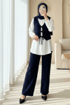 Önü Bağlamalı Yelek Pantolon Kadife Takım  -Laci-Takım-346-3080-R03