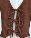 Önü Bağlamalı Yelek Pantolon Kadife Takım  -Kiremit-Takım-346-3080-R30