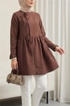 Önü Çapraz Bağlamalı Parçalı Kimono -Kahve-Kimono & Kaftan-307-0002-R15