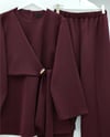 Önü Çapraz Bağlamalı Yırtmaçlı Scuba Takım  -Bordo-Takım-120-5151-R04