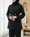 Önü Çapraz Bağlamalı Yırtmaçlı Scuba Takım  -Siyah-Takım-120-5151-R01