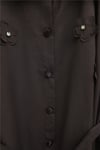 Önü Çiçek Detaylı Beli Bağcıklı Düğmeli Panço   -Kahve-Tunik-398-1048-R15