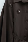 Önü Çiçek Detaylı Beli Bağcıklı Düğmeli Panço   -Kahve-Tunik-398-1048-R15