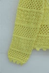 Önü Çiçek Nakışlı Ponponlu Düğmeli Triko Hırka   -Sarı-Hırka-109-0989-R22