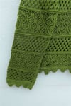 Önü Çiçek Nakışlı Ponponlu Düğmeli Triko Hırka    -Haki-Hırka-109-0989-R05