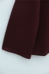 Önü Çiçek Nakışlı Yuvarlak Yaka Salaş Penye Bluz    -Bordo-Tunik-253-13137-R04