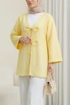 Önü Çift Bağcıklı Petek Desen Kimono -Açık Sarı-Kimono&Kaftan-307-2373-R75