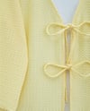 Önü Çift Bağcıklı Petek Desen Kimono -Açık Sarı-Kimono&Kaftan-307-2373-R75