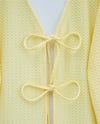 Önü Çift Bağcıklı Petek Desen Kimono -Açık Sarı-Kimono&Kaftan-307-2373-R75