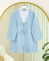 Önü Çift Bağcıklı Petek Desen Kimono -Bebe Mavi-Kimono&Kaftan-307-2373-R32