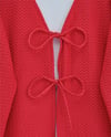 Önü Çift Bağcıklı Petek Desen Kimono -Kırmızı-Kimono&Kaftan-307-2373-R33