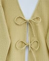Önü Çift Bağcıklı Petek Desen Kimono -Yağ Yeşili-Kimono&Kaftan-307-2373-R72