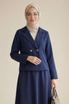 Önü Çift Düğmeli Kruvaze Yaka Ceket Etek Double Krep Takım   -Laci-Takım-349-8049-R03