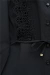 Önü Dantelli Bağlama Detaylı Düğmeli Poplin Gömlek -Siyah-Gömlek-398-11062-R01
