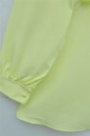 Önü Dantelli Bağlama Detaylı Düğmeli Poplin Gömlek -Açık Sarı-Gömlek-398-11062-R75