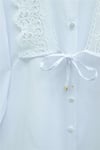 Önü Dantelli Bağlama Detaylı Düğmeli Poplin Gömlek -Beyaz-Gömlek-398-11062-R02