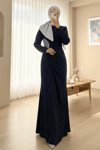 Önü Drapeli Taşlı Uzun Abiye -Laci-Abiye-316-4766-R03