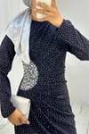 Önü Drapeli Taşlı Uzun Abiye -Laci-Abiye-316-4766-R03