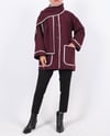 Önü Düğmeli Atkılı Cepli Ceket  -Bordo-Hırka-111-50712-R04